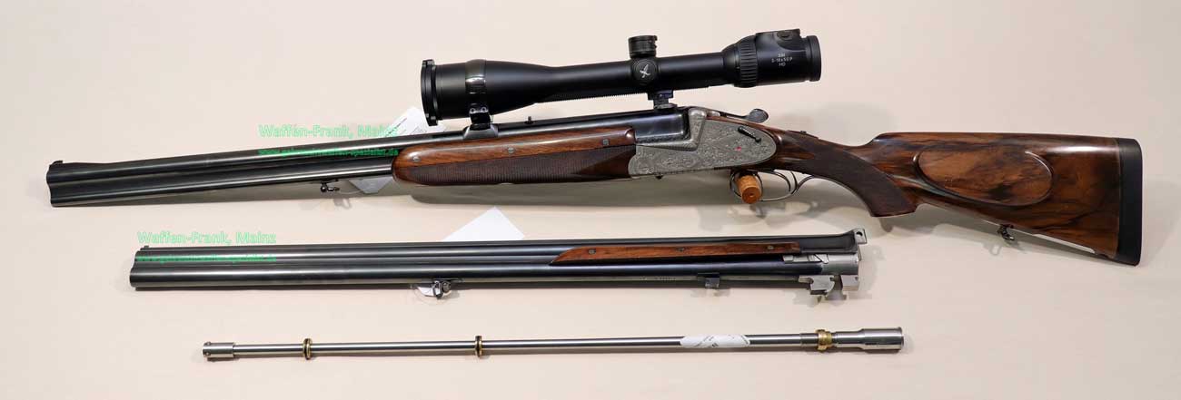 Winkler “Super Deluxe” Drilling Combination Gun 12 Gauge 2¾" / 7x65R / .22 WMR (.22 Winchester Magnum Rimfire) with Interchangeable Barrel Set and Insert Barrel - Image 3